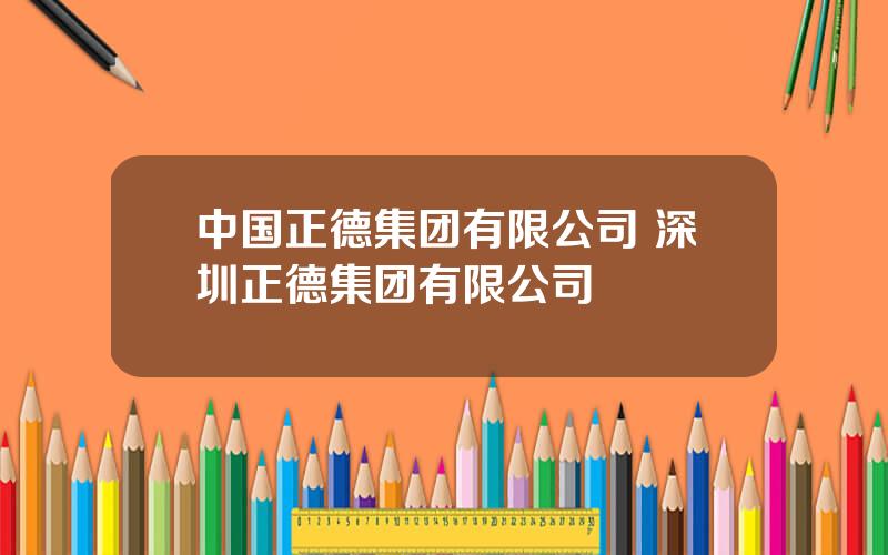 中国正德集团有限公司 深圳正德集团有限公司